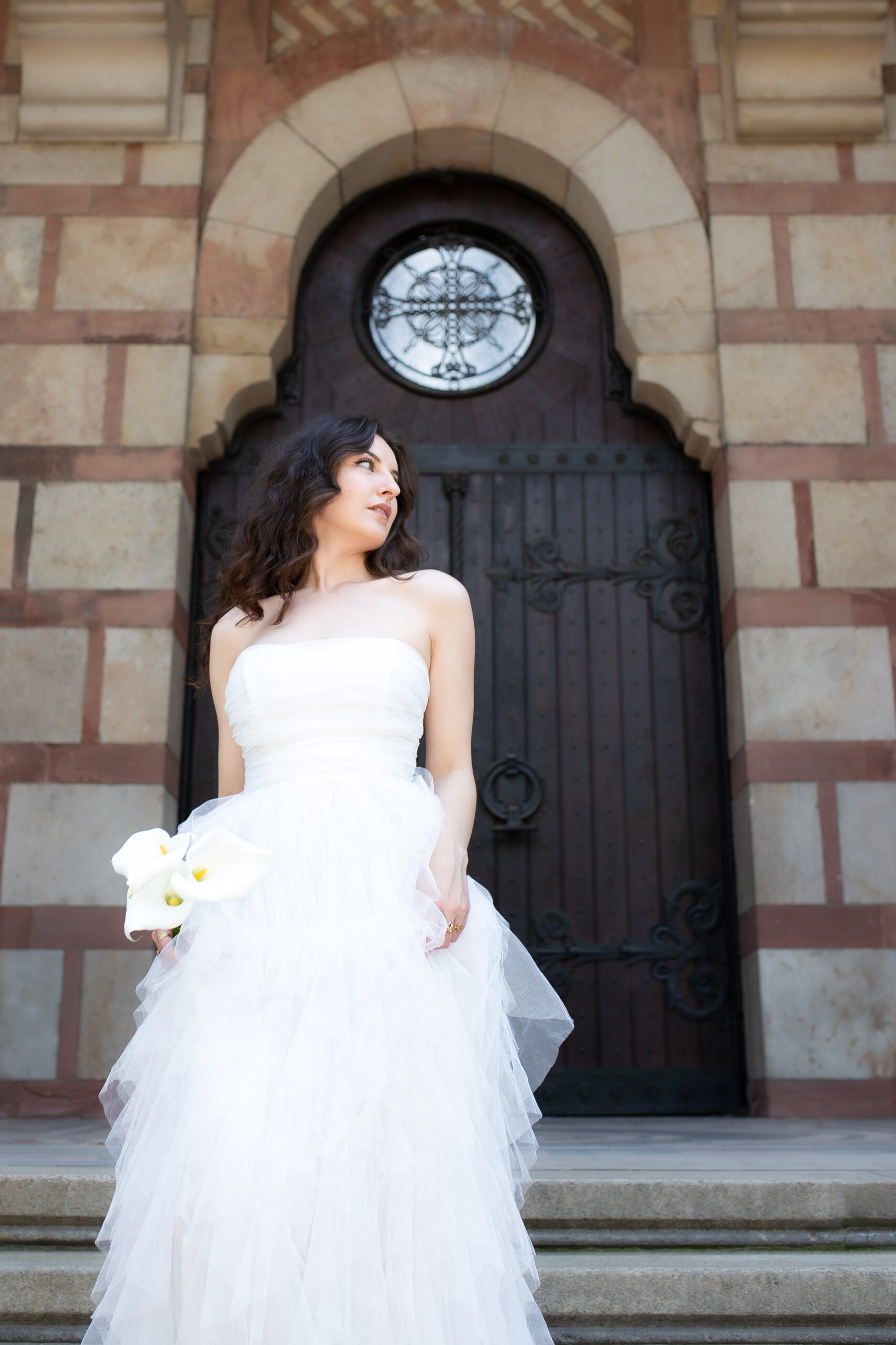 Editorial Wedding Photographer at Saint Mark’s Church, Belgrade | Modern & Timeless 14 Bride walking out of Saint Mark’s Church in Belgrade after Orthodox wedding ceremony