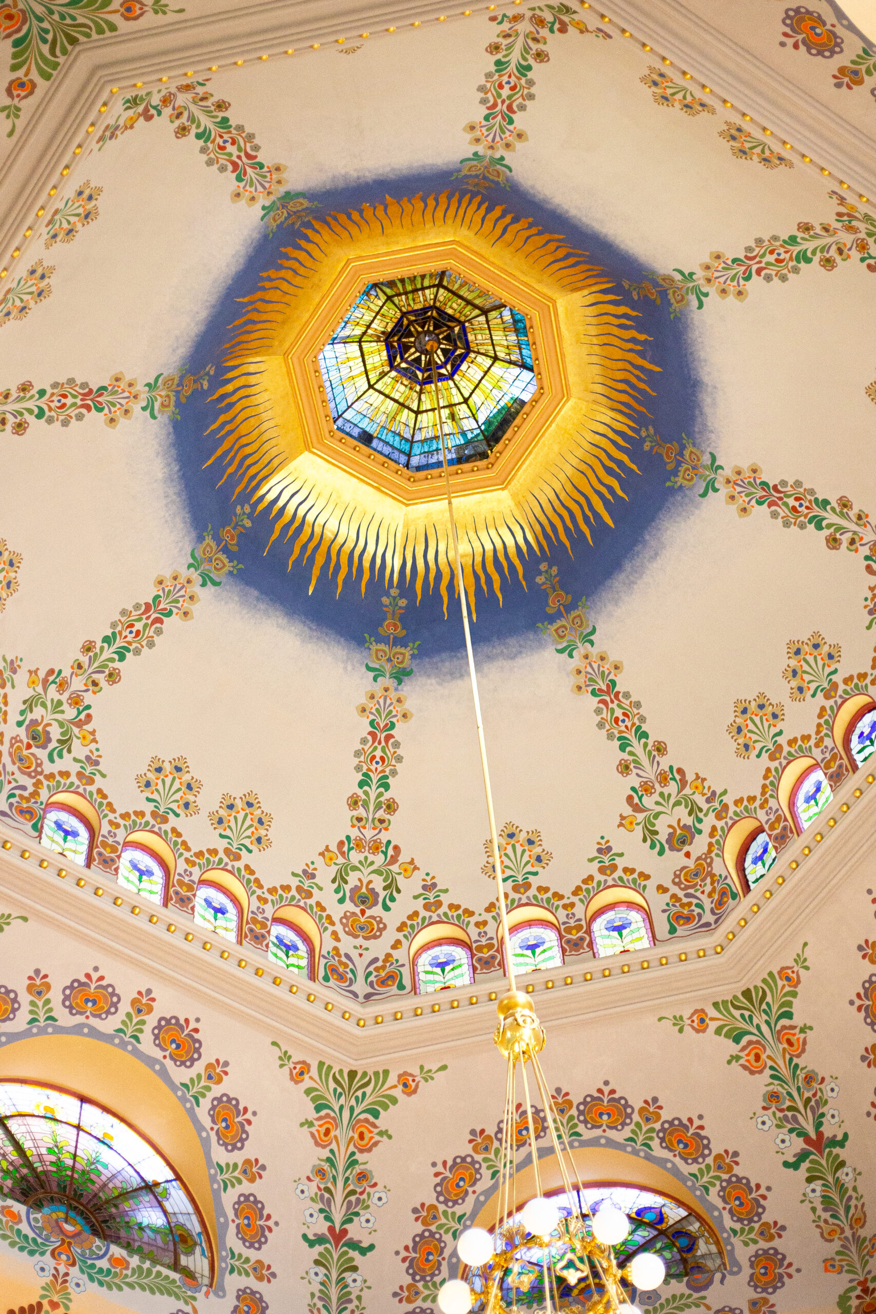 Interior details of the Sinagogue in Subotica, Serbia - ceiling artwork