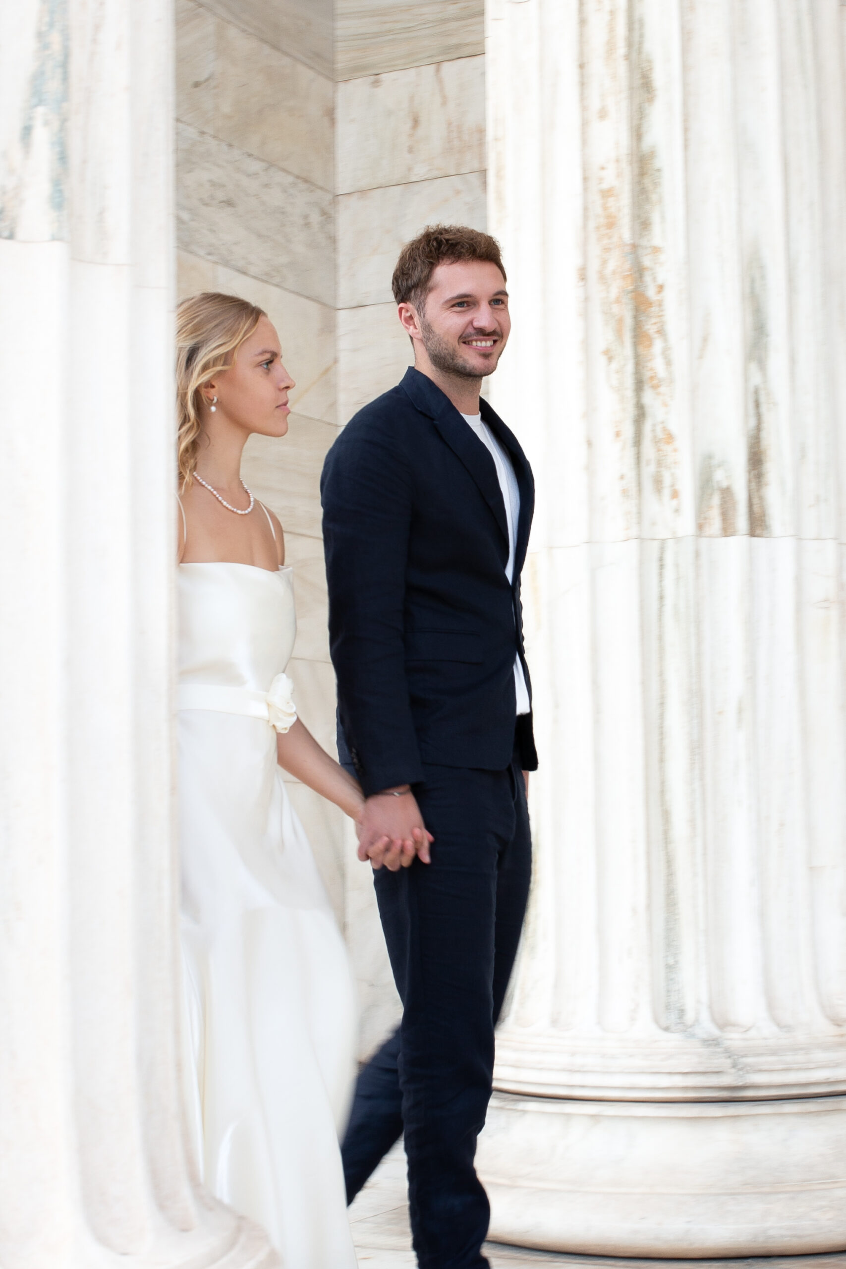 Athens Wedding - bride and groom captured in loose editorial style