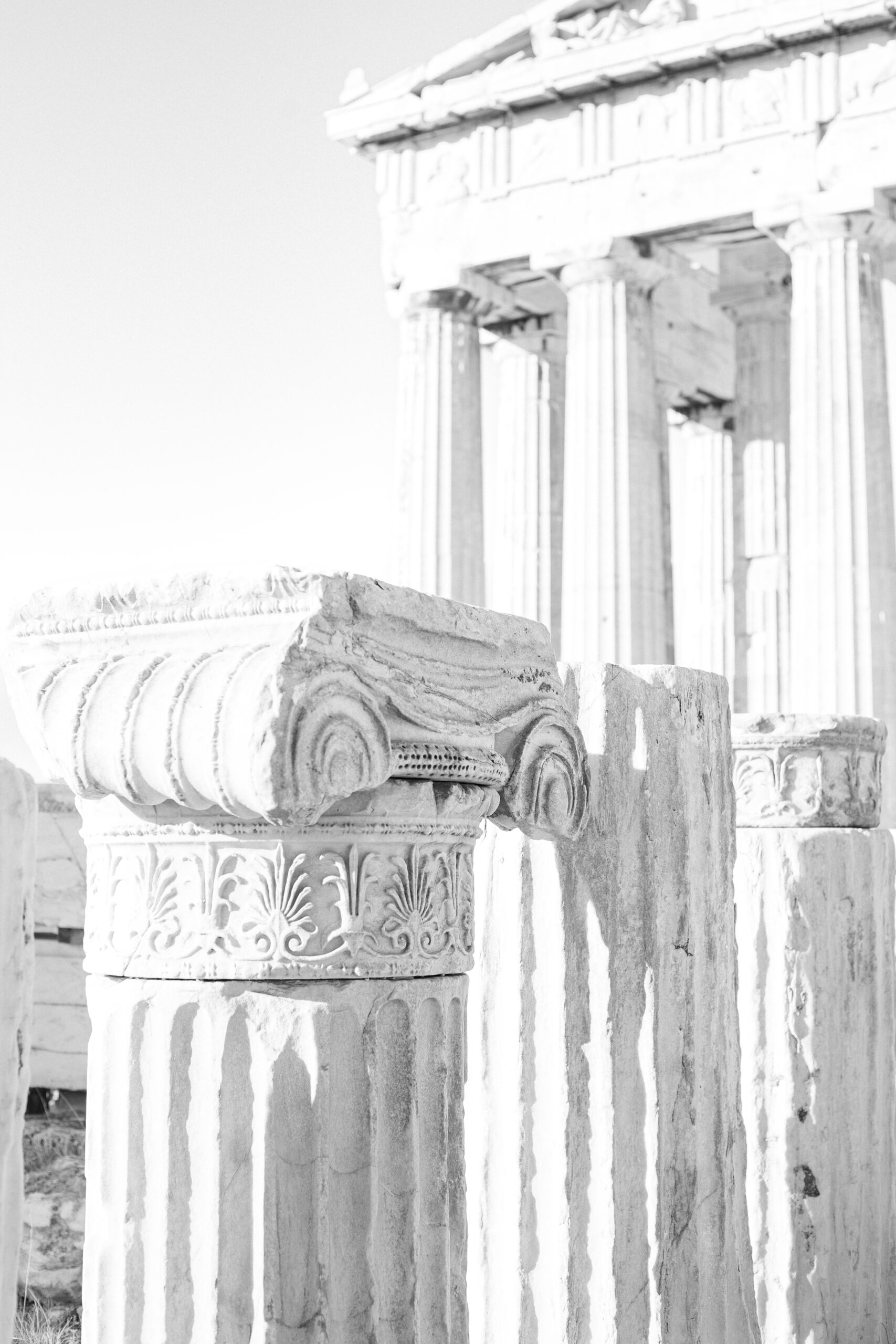 The Acropolis of Athens - details of the Parthenon temple in the soft morning light