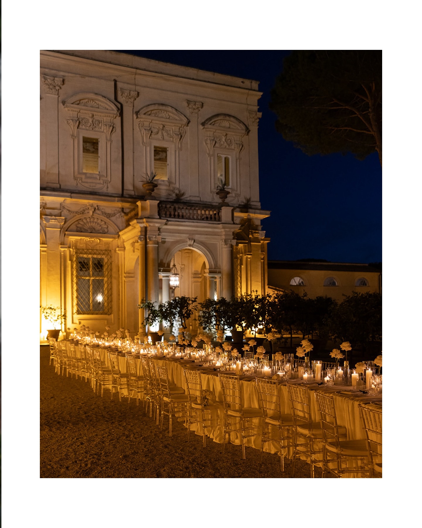 Candlelight wedding dinner at Villa Aurelia in Rome