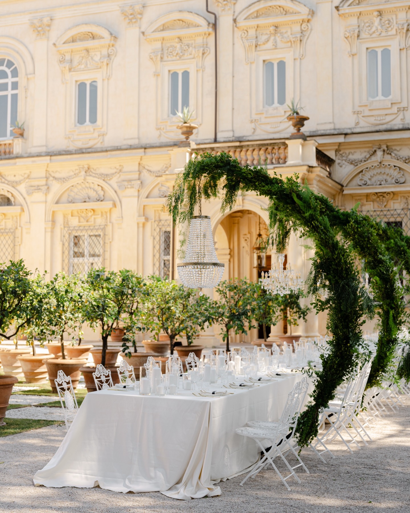 Wedding reception decor at Villa Aurelia, photographed in editorial style
